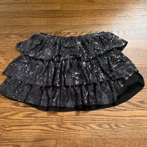 MIA Girls Black Sequin Ruffle Skirt Size Large